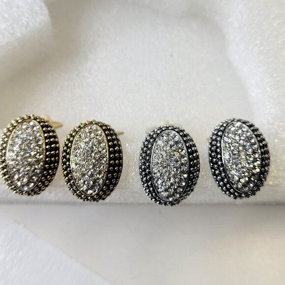 Silver and Black Clip Ons earrings - Picture 3 of 5